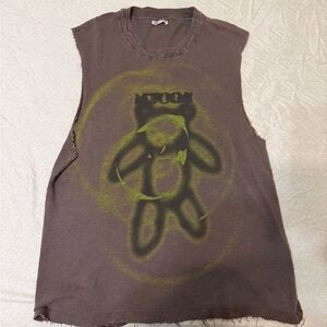 Zara Brown Sleeveless Top with Graphic Design